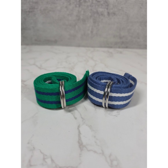Polo Ralph Lauren Other - Polo Ralph Lauren Boys Striped D-Ring Belts Set of 2 Green Blue Size 10-12